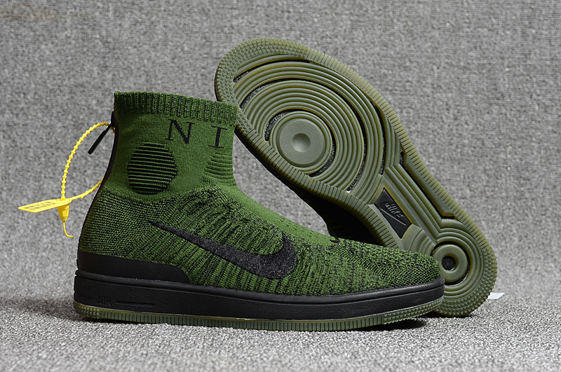 Nike Air Force 1 Mid Knit Zip Green Black Shoes